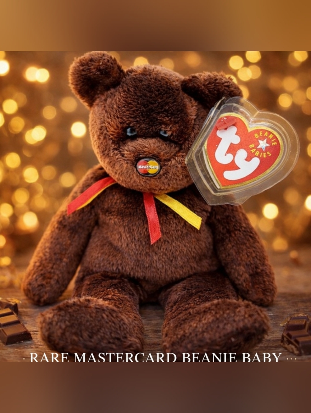 Ty Beanie Babies M.C. Beanie Mastercard Bear 2001 w/ Tag Protector Rare Collecti